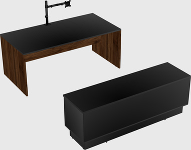 Parallel desk with low credenza