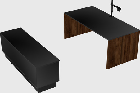 Parallel desk with low credenza