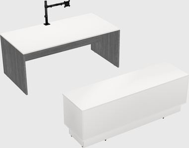 Parallel desk with low credenza
