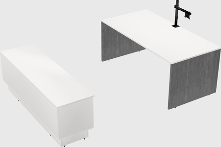 Parallel desk with low credenza