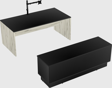 Parallel desk with low credenza