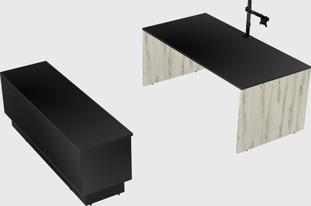 Parallel desk with low credenza