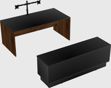 Parallel desk with low credenza