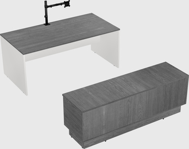 Parallel desk with low credenza