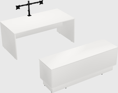 Parallel desk with low credenza