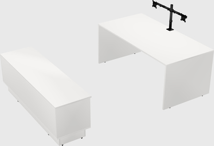 Parallel desk with low credenza