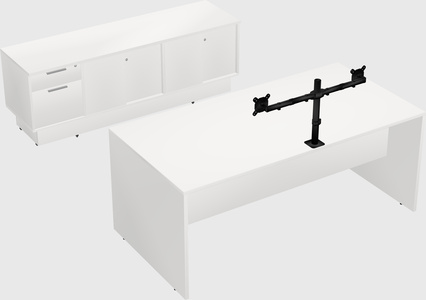 Parallel desk with low credenza