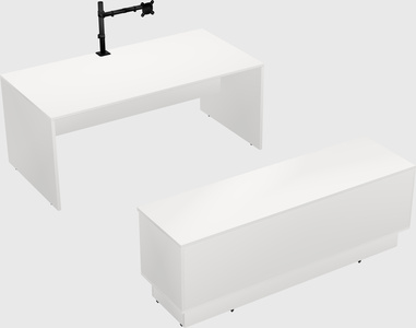 Parallel desk with low credenza