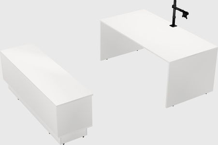 Parallel desk with low credenza