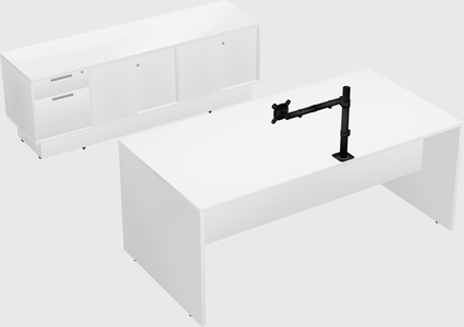 Parallel desk with low credenza