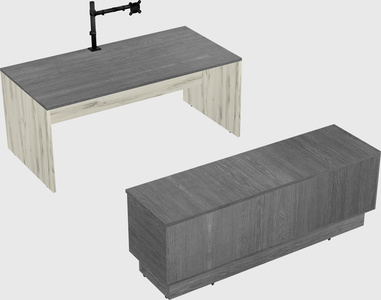 Parallel desk with low credenza