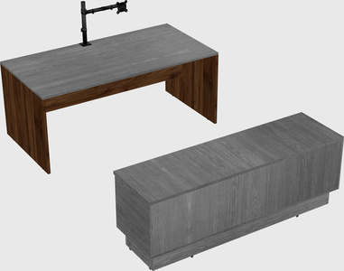 Parallel desk with low credenza