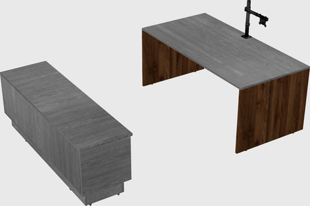 Parallel desk with low credenza