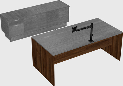Parallel desk with low credenza