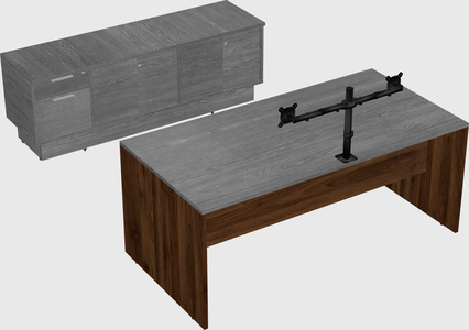 Parallel desk with low credenza