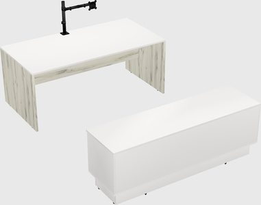 Parallel desk with low credenza