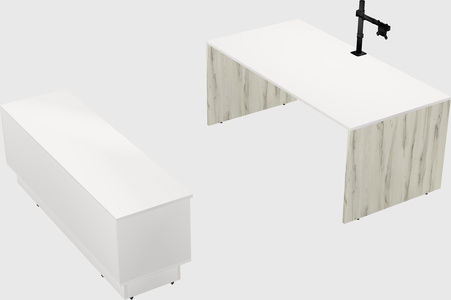 Parallel desk with low credenza