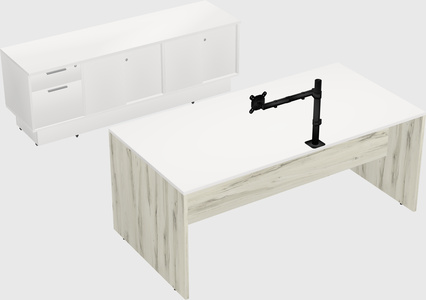 Parallel desk with low credenza
