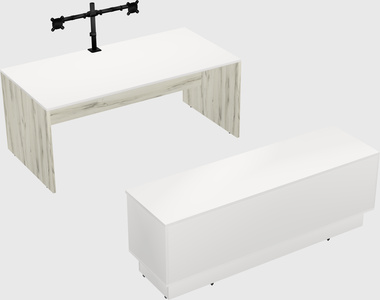 Parallel desk with low credenza