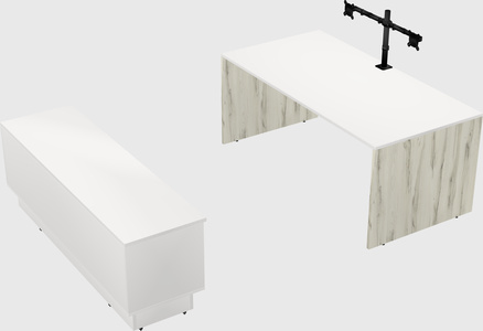 Parallel desk with low credenza