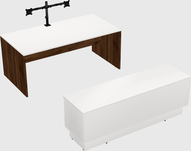 Parallel desk with low credenza