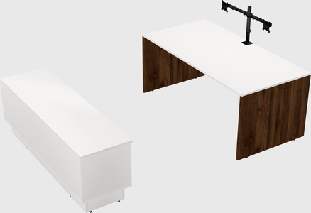 Parallel desk with low credenza