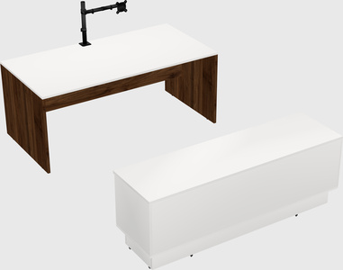 Parallel desk with low credenza