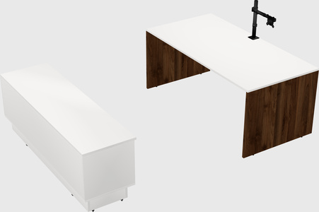 Parallel desk with low credenza