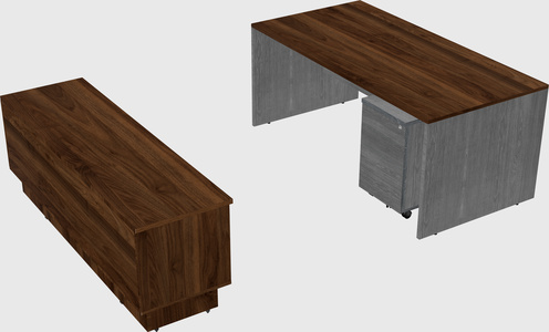 Parallel desk with low credenza