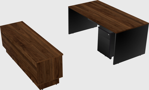 Parallel desk with low credenza