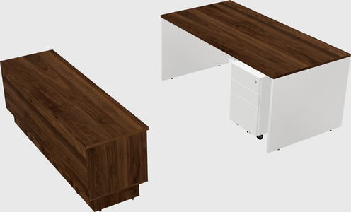 Parallel desk with low credenza