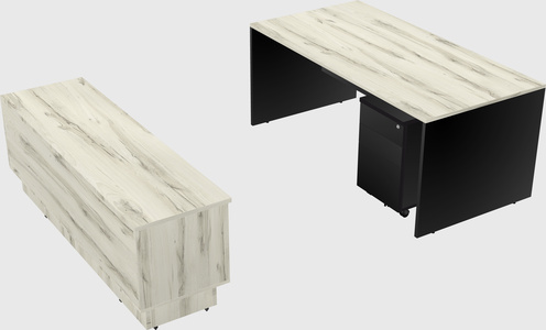 Parallel desk with low credenza