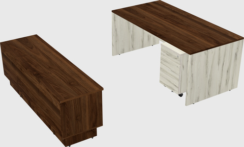 Parallel desk with low credenza