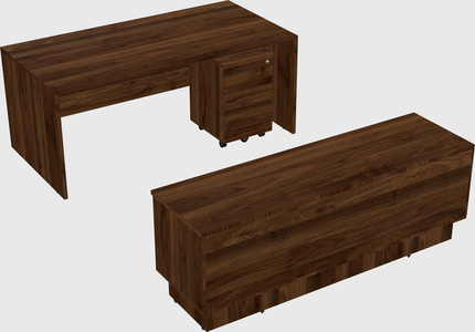 Parallel desk with low credenza