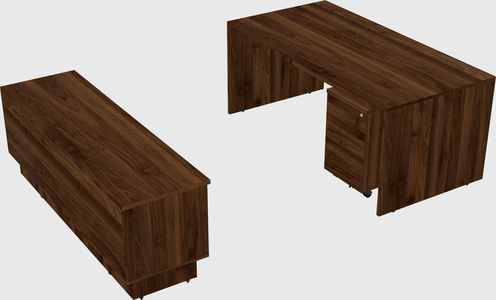 Parallel desk with low credenza