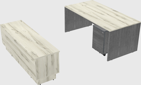 Parallel desk with low credenza