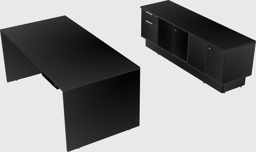 Parallel desk with low credenza