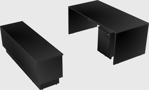 Parallel desk with low credenza