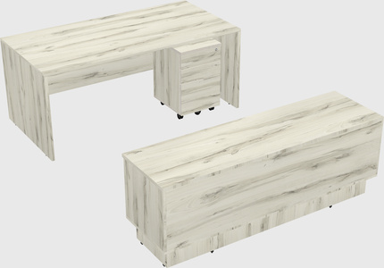 Parallel desk with low credenza