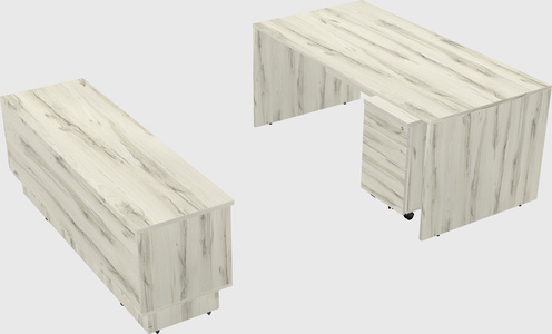 Parallel desk with low credenza
