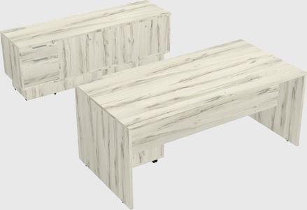 Parallel desk with low credenza