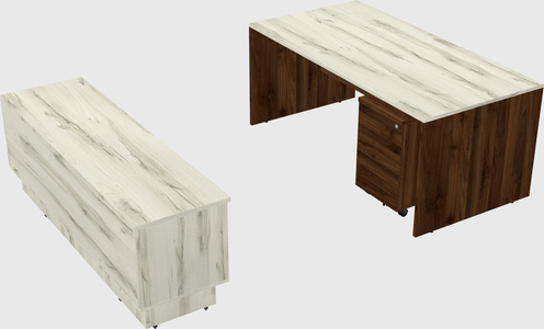 Parallel desk with low credenza