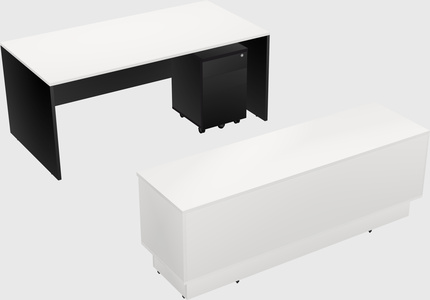 Parallel desk with low credenza