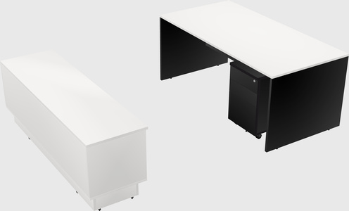 Parallel desk with low credenza