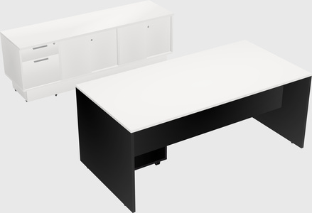 Parallel desk with low credenza