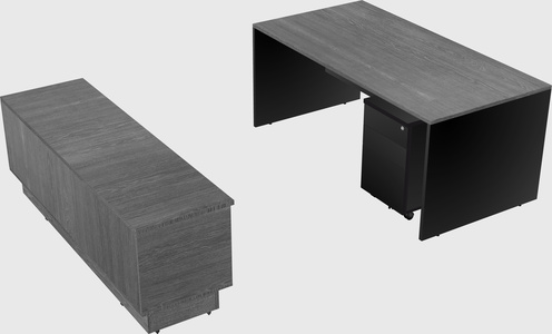 Parallel desk with low credenza