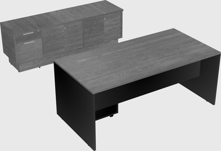 Parallel desk with low credenza
