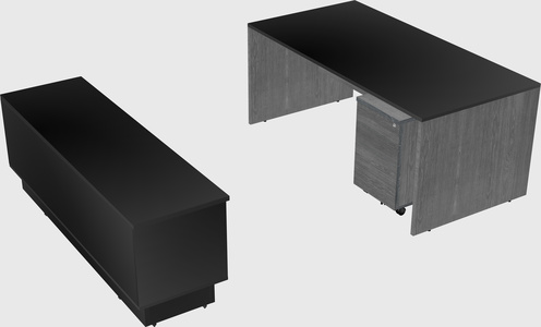 Parallel desk with low credenza