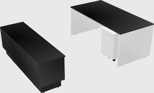 Parallel desk with low credenza