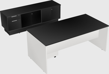 Parallel desk with low credenza